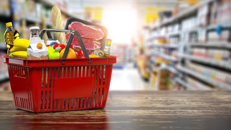 Full grocery basket after successful grocery promotions