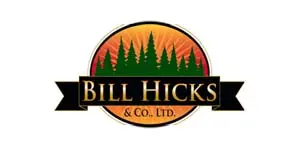 Bill Hicks & Co. Ltd. logo featuring silhouette of pine trees against an orange sunset with black ribbons, suitable for business or outdoor branding for Rapid POS systems.