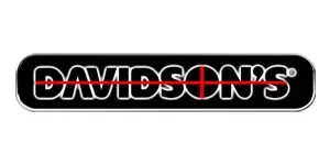 Davidson's logo with red and white text on black background. Davidson's point-of-sale (POS) branding for retail or business use.