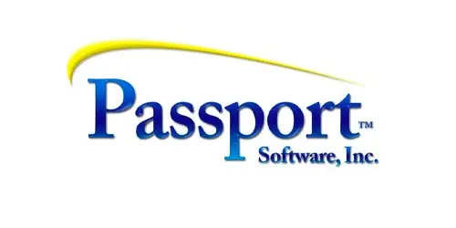 Passport Software, Inc. logo for point-of-sale (POS) solutions, featuring blue text with a yellow swoosh, optimized for Rapid POS systems.