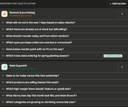 Restock & sales questions — Ready-to-run restock and sales questions, including one written by the store's own staff.